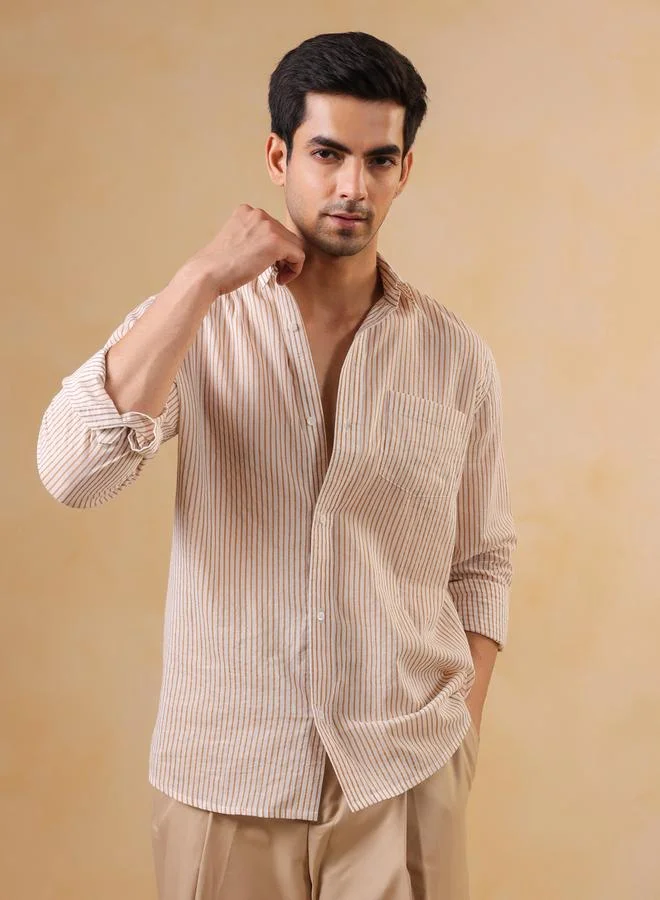 ترولوم قميص قطن مخطط بقصة مريحة للرجال